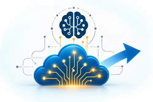 AI Cloud Brain with Forward Arrow